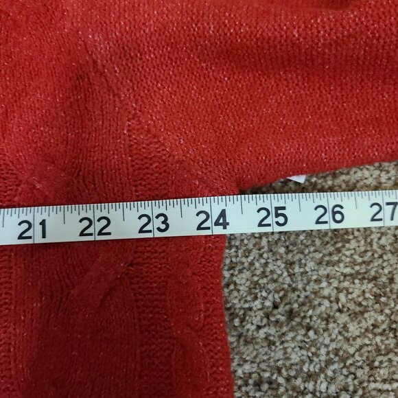 NEW Rafaella Cable Knit Pullover Long Sleeve Red Sweater Size L - Picture 9 of 10